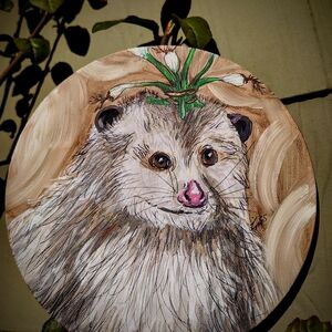 Hand-Painted Opossum Art
